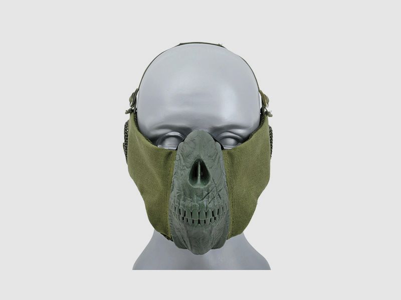 Half Face SKULL FACE Mask (PROTECTION EAR VERSION) - Olive [CS]