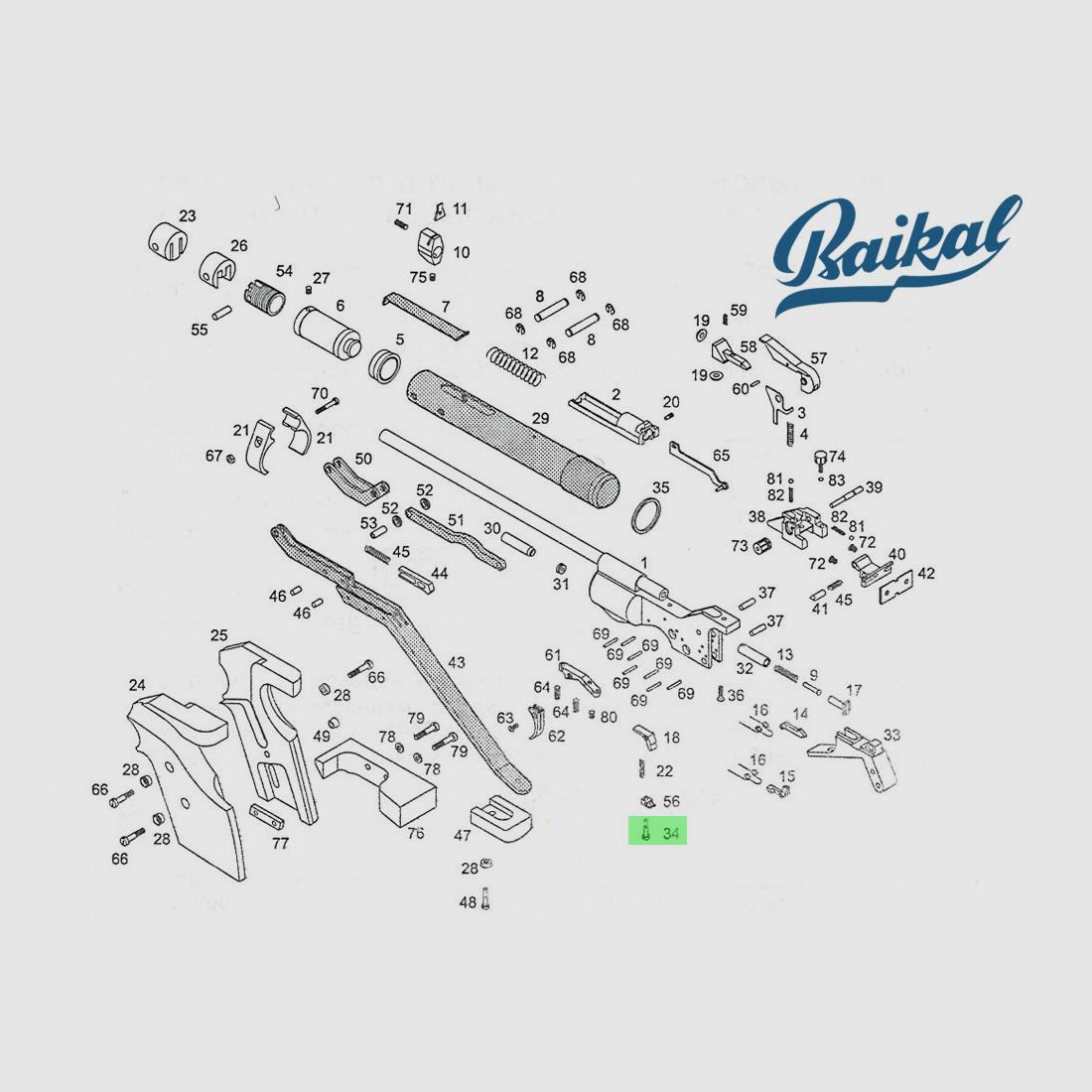 Schraube (Screw) fĂĽr Match-Luftpistole Baikal MP-46M