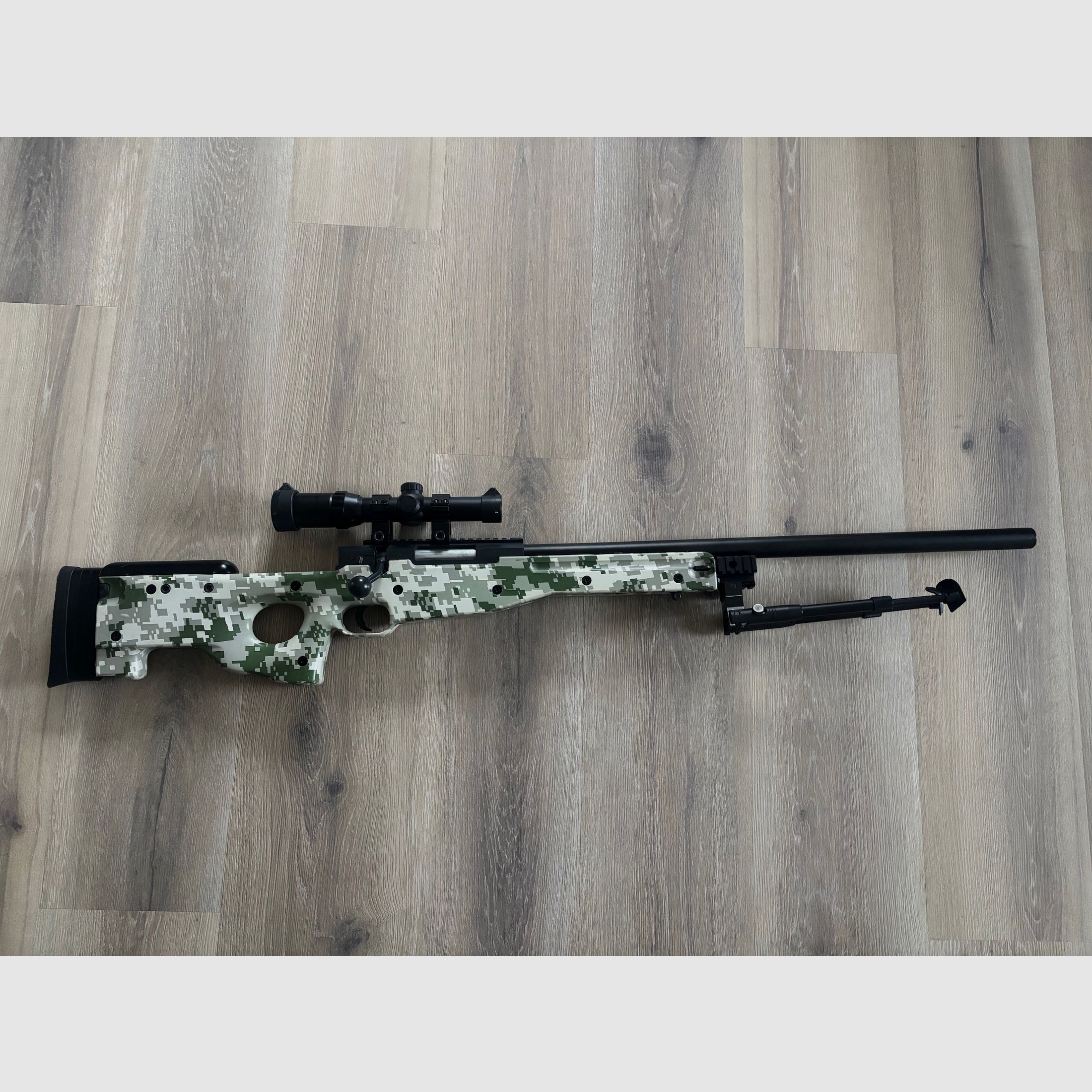 6mm sniper with scope and bipod