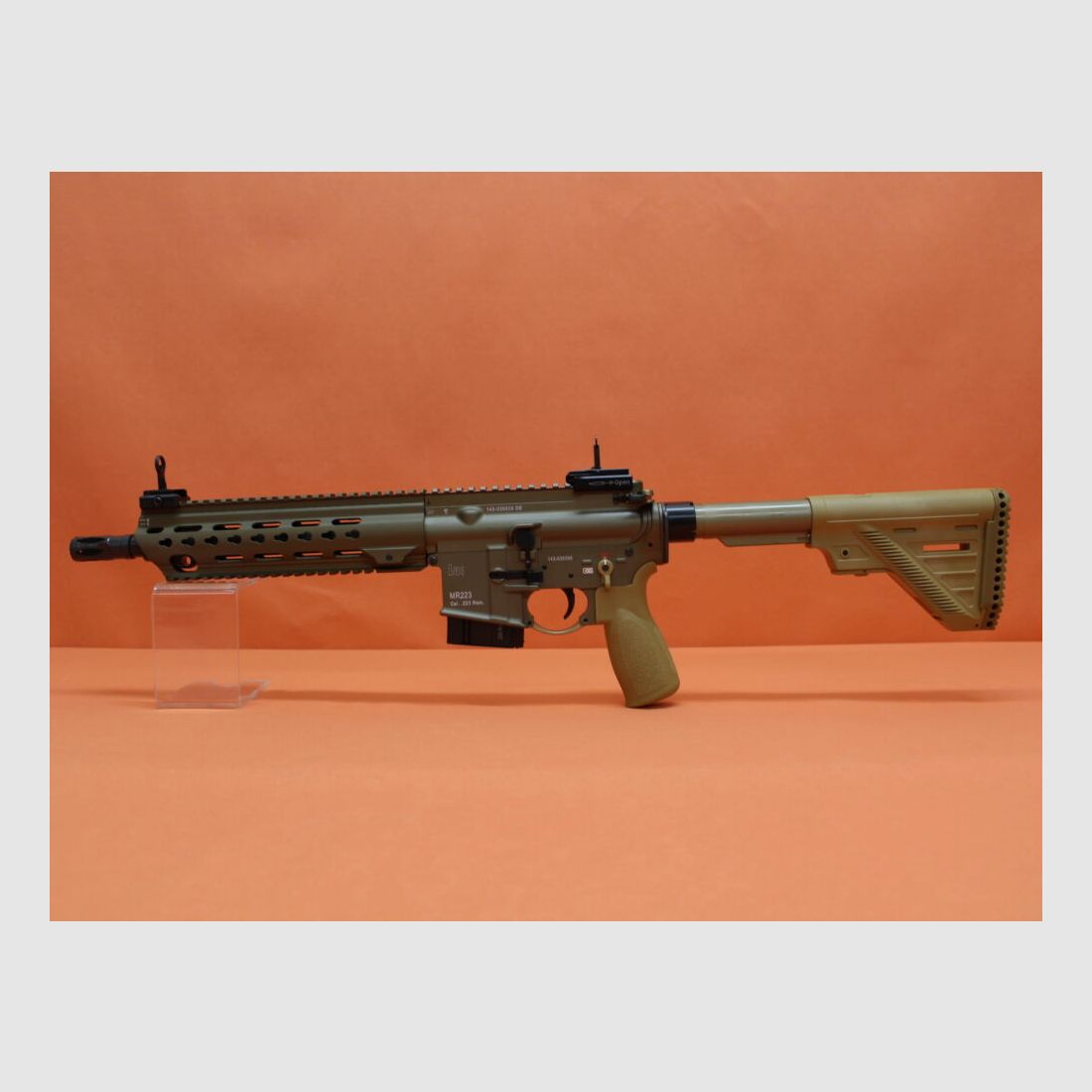 Heckler&Koch Ha.Büchse .223Rem Heckler&Koch/H&K MR223 A3 11" Lauf RAL8000 HKey, Gas-Piston-System AR-15/HK416