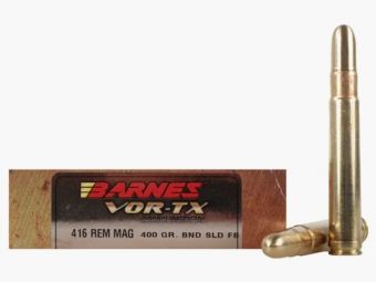 Barnes VOR-TX Safari .416 Rem. Mag. 400GR Banded Solid Round Nose 20 cartucce