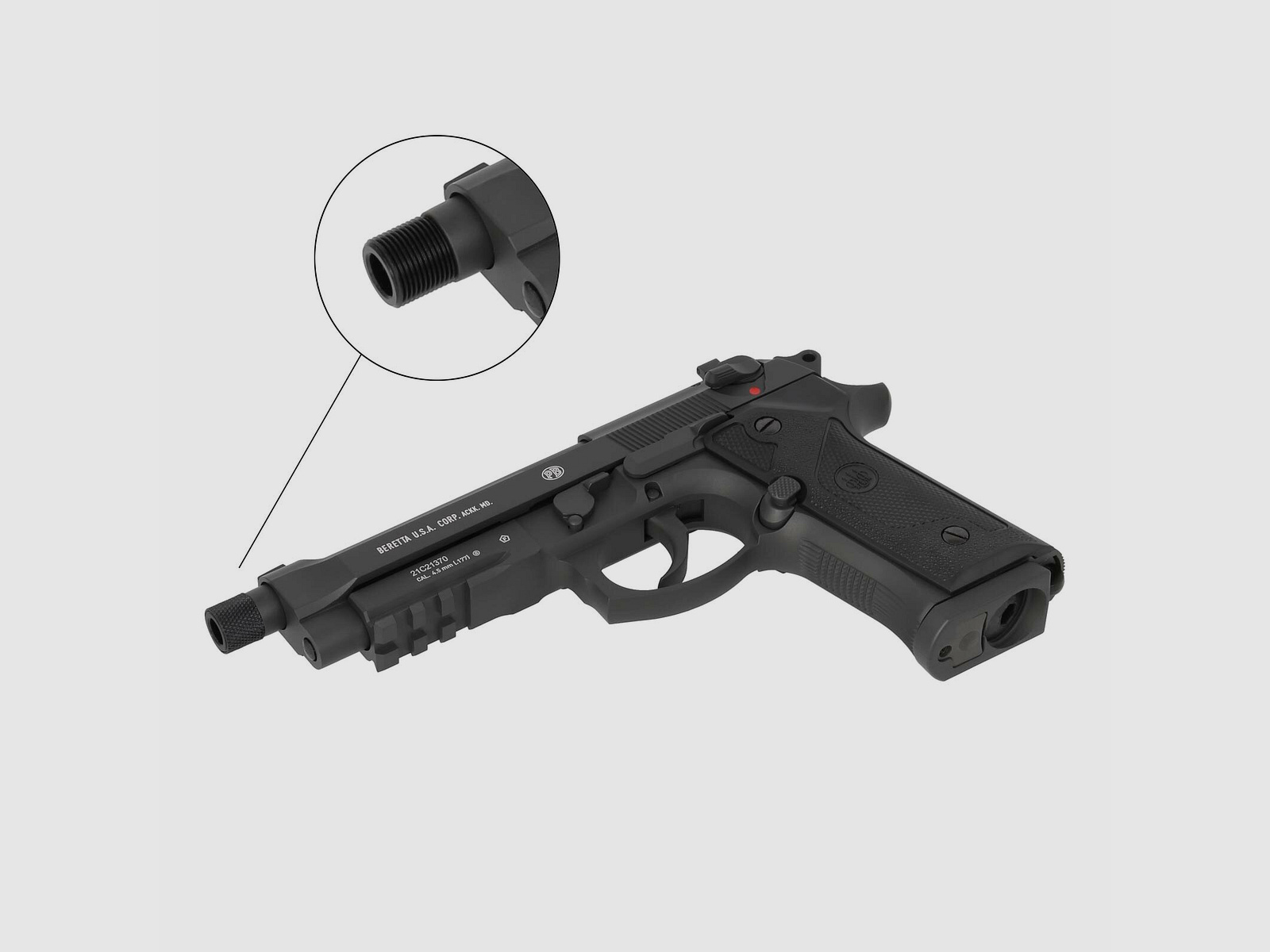Luftpistolenset Beretta M9A3 FM Schwarz 4,5 mm Stahl BB Co2-Pistole Blow Back (P18)