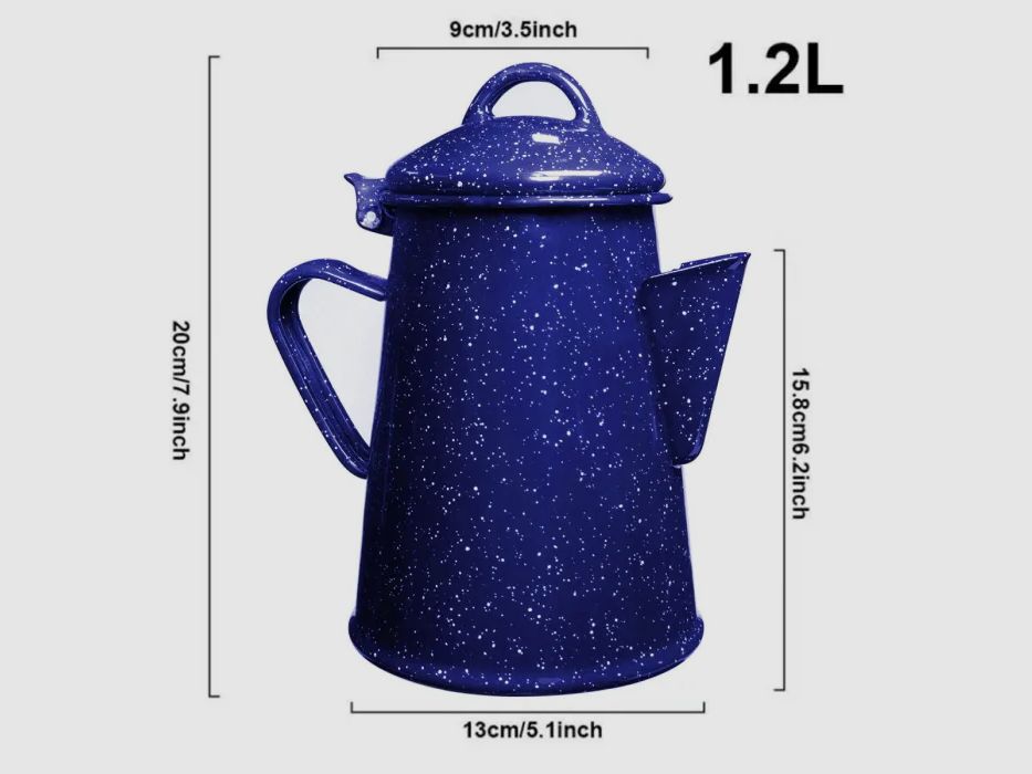 Emaille Kaffeekanne 1,2 L Blau