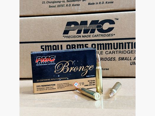 PMC .223 Rem FMJ-BT (Vollmantel Boat-Tail) 3,6g 55grs - 549,00€ per 1000 Schuss!