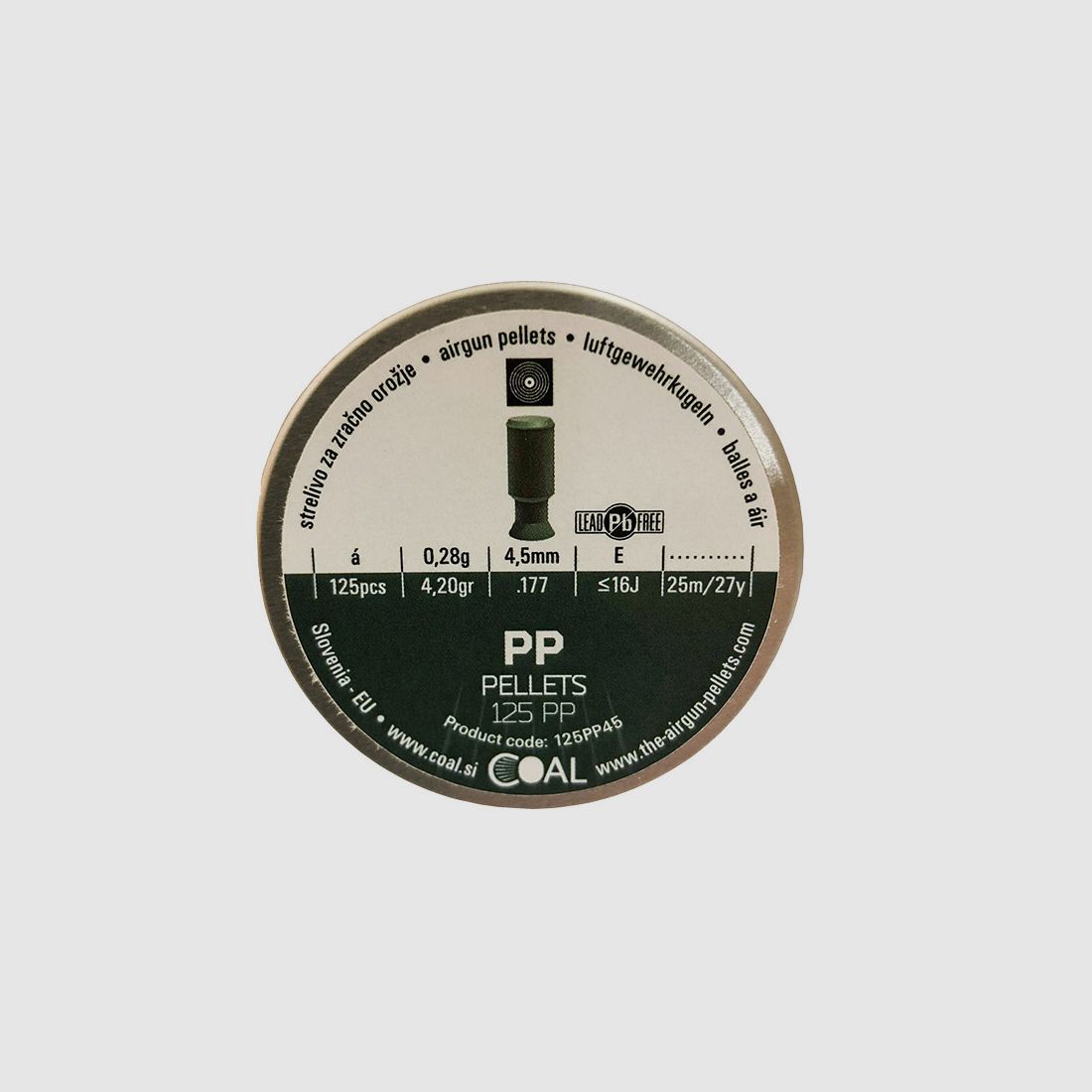 Flachkopf Diabolos Coal PP Pellets Kaliber 4,5 mm 0,28 g Kunststoffmantel bleifrei 125 StĂĽck