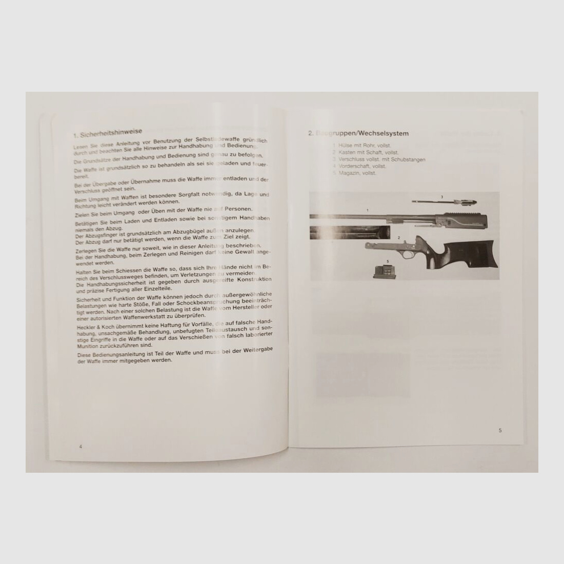 Heckler&Koch manual de instrucciones Heckler & Koch HK SLB2000, alemán e inglés