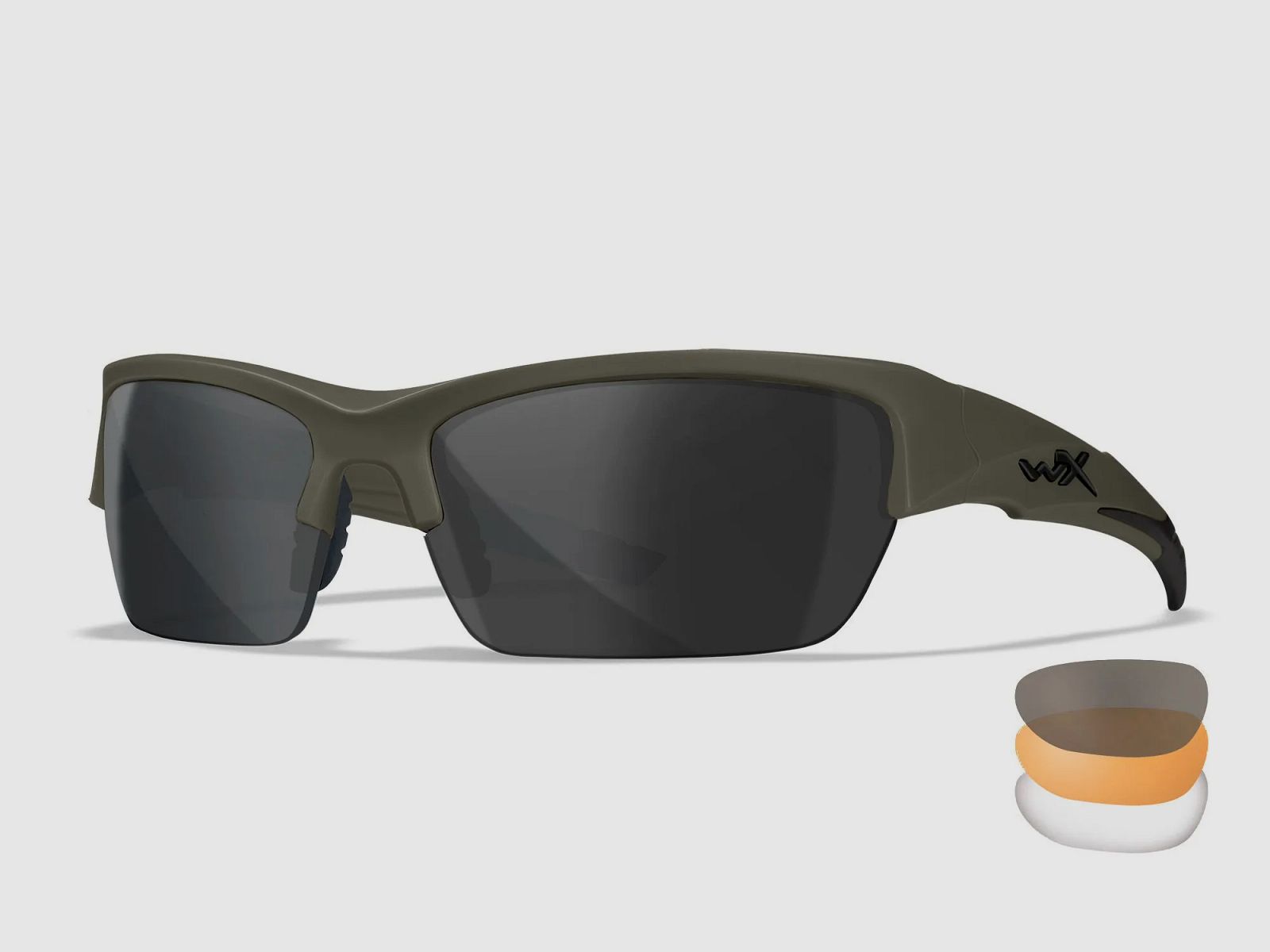 Lunettes WX VALOR avec 3 verres interchangeables, couleur de la monture Vert Armée Mat