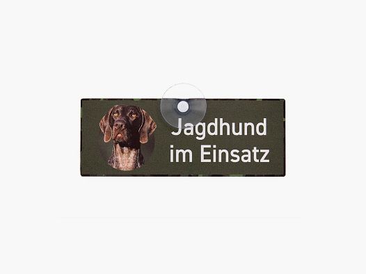 Plaque de chasse avec ventouse "Chien de chasse en action - Braque allemand