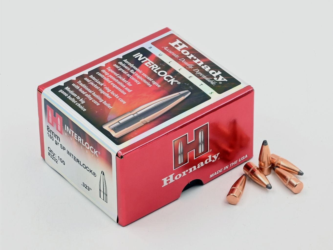 Büchsengeschosse, Hornady .323 SP Interlock, 150gr, 100 Stk, 8×57 IS