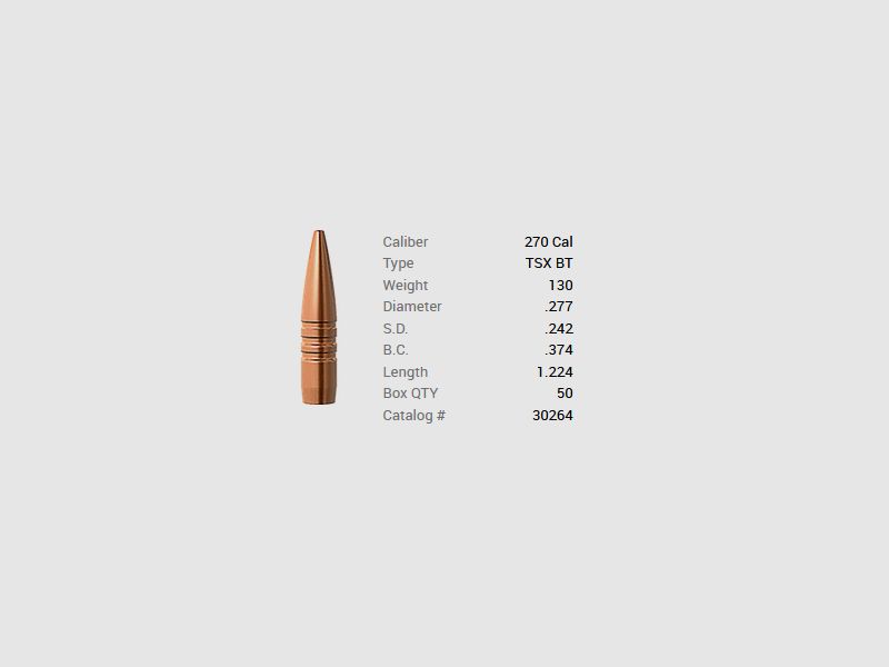 Barnes Geschoss .270/.277 130GR TSX BT 50 Stück