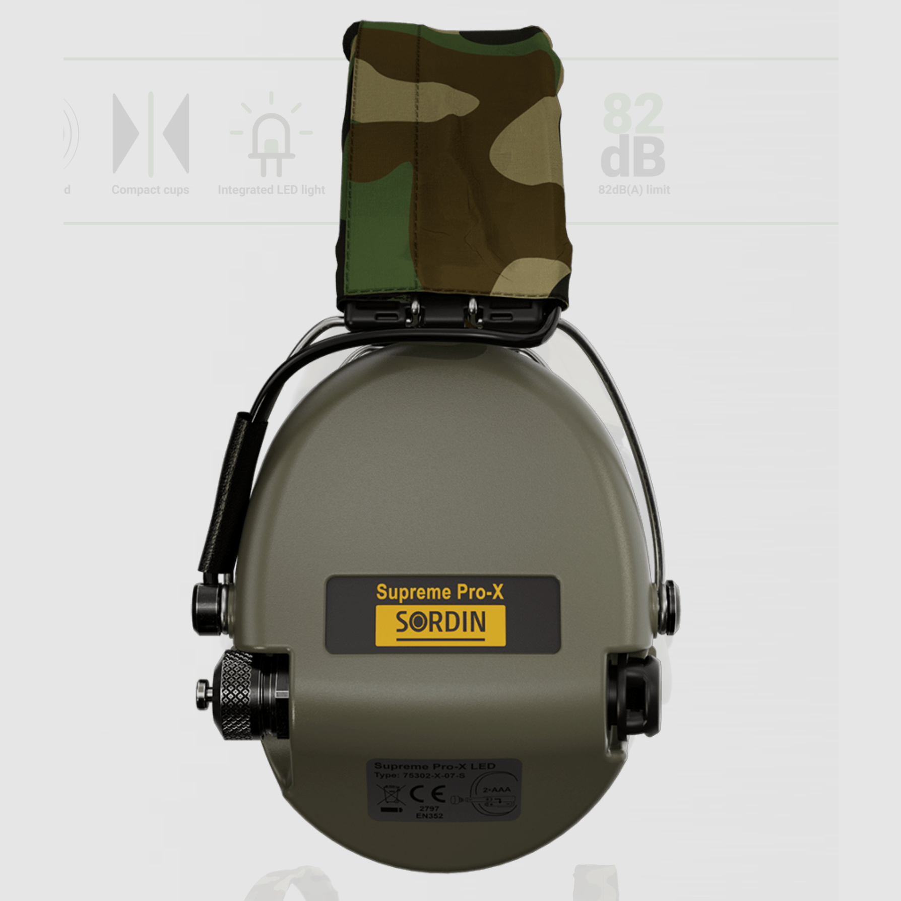 Sordin 75302-X-07-S Elektronischer Gehörschutz Supreme Grün Pro X LED Headband