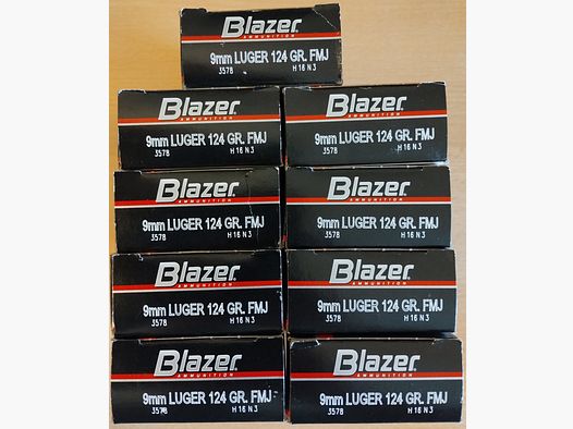 9mm Luger 450 Patronen Speer Blazer FMJ 124 gr. 