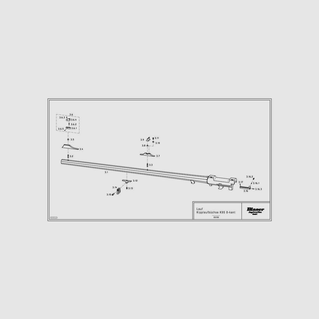 BLASER Wechsellauf f. Büchse f. Mod. K95 Stutzen rund, ohne Vorderschaft