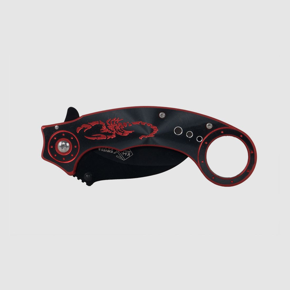 Karambit Einhandmesser Red Scorpion Stahl 420 KlingenlĂ¤nge 6 cm rot schwarz (P18)