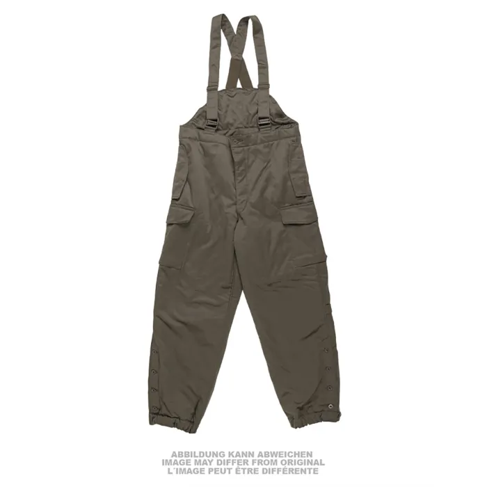 Pantaloni termici austriaci, oliva, con bretelle, come nuovi Taglia: 104-108/III-IV