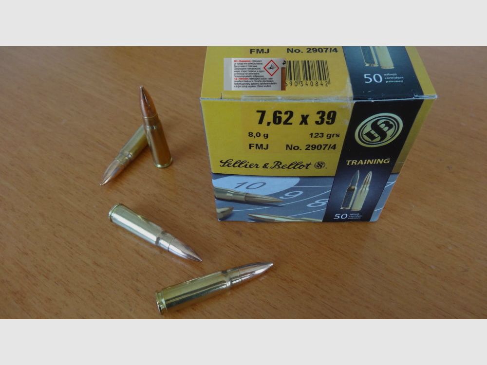 Sellier & Bellot 50 Patronen:Sellier & Bellot, 7,62x39 Messing