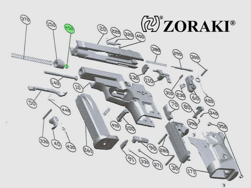 O-Ring StoĂźminderer fĂĽr Schreckschuss Pistole Zoraki 914, Kaliber 9 mm P.A., Ersatzteil