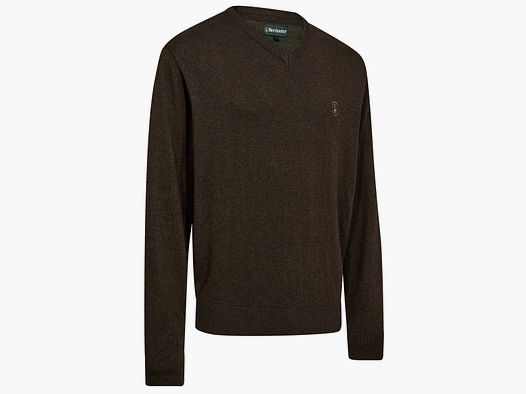 Deerhunter Pullover Harrington V-Hals Brown Melange