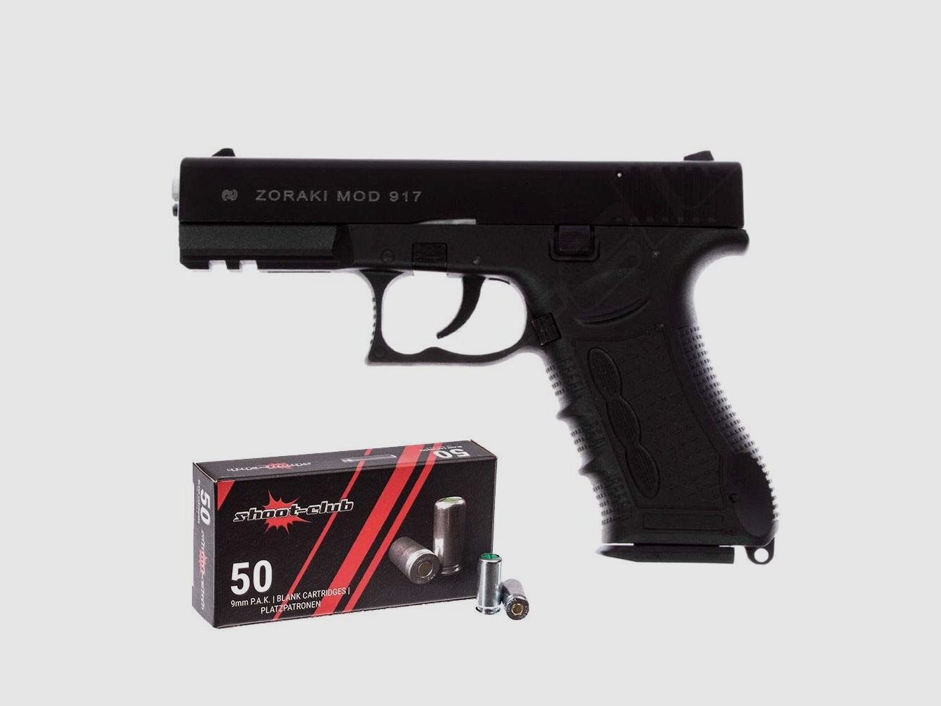Divers Zoraki 917 noir/chrome 9 mm P.A.K. + 50 cartouches à blanc