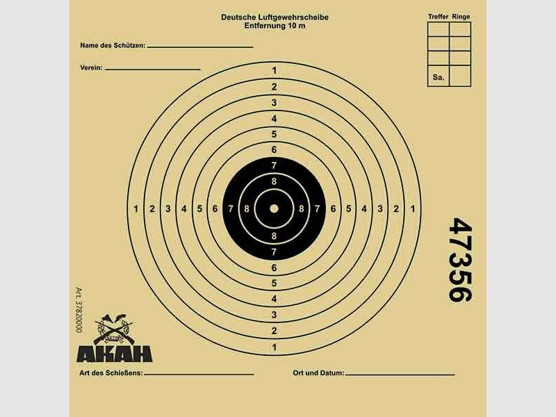 AKAH Luftgewehr-Scheibe 12x12 cm mit 10 Ringen