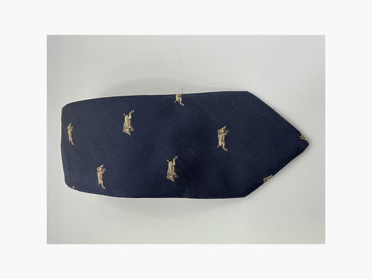 Robert Keyte Krawatte 100% Seide dunkelblau Motiv beige Wildschwein