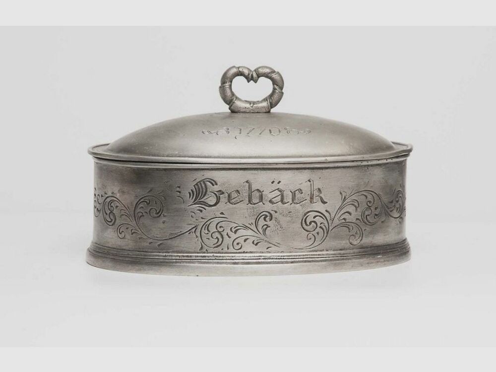 antike Zinndose Jagdschmuck Deko