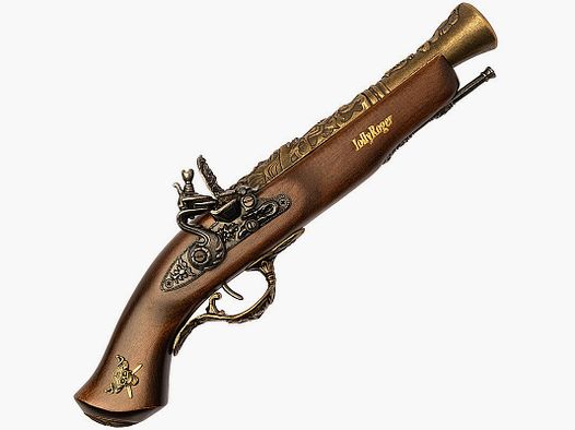Pistolet décoratif Jolly Roger avec poignée en bois