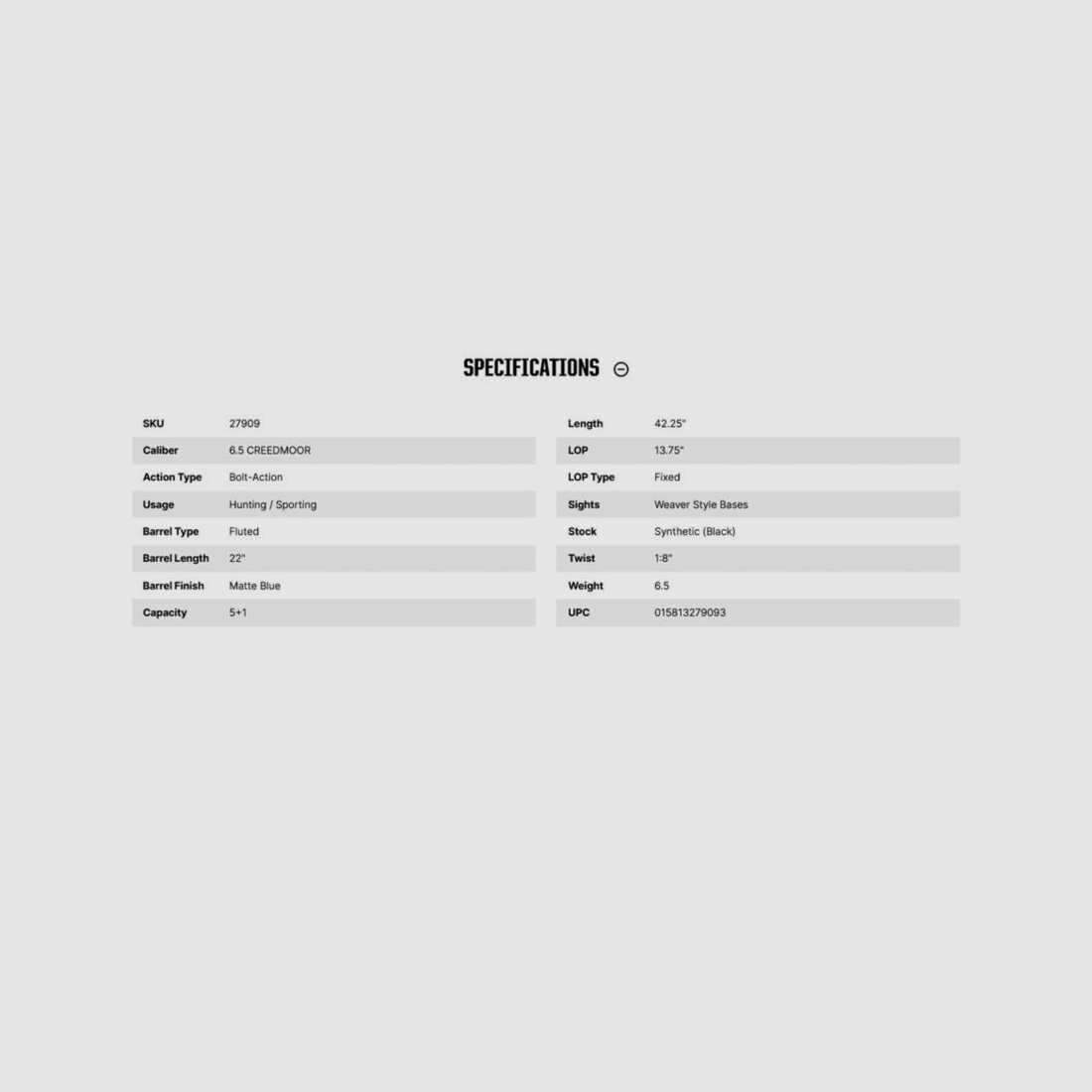 Mossberg Patriot Synthetic 22" (22 inches) 6.5mm Creedmoor