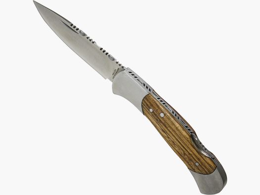 Taschenmesser Stahlbacken Zebraholz, Filework 440 §42a konform legal führen