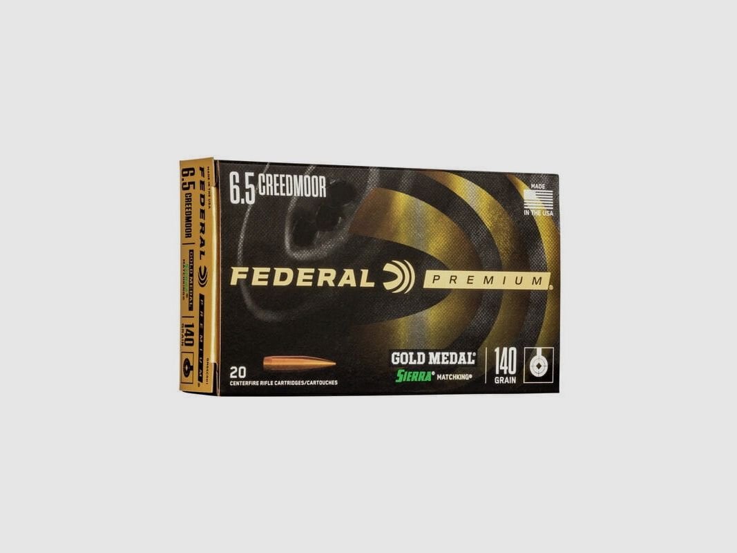 Munición Federal 6,5 Creedmoor Golden Medal Sierra MatchKing, 9,1 g, imagen 1 de 2