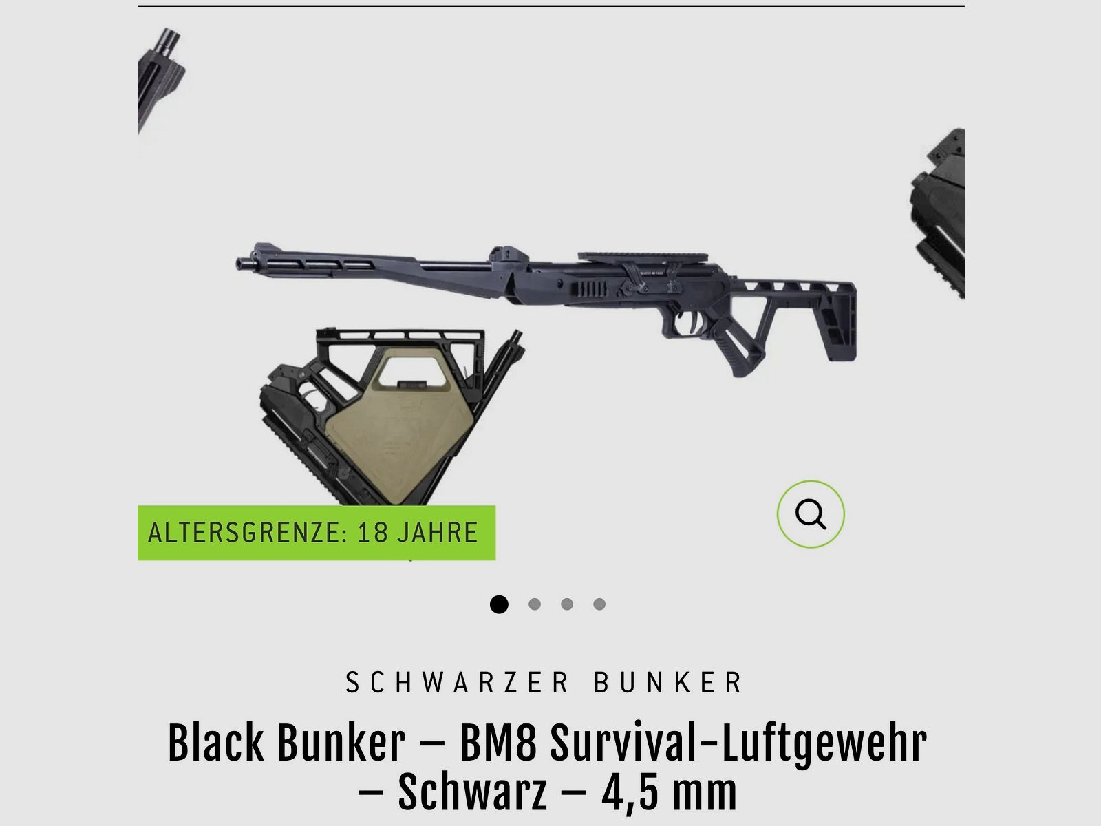 Black Bunker BM8 faltbares Survival Air Gun Luftgewehr Knicklauf Kal. 4,5 mm Diabolo schwarz