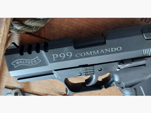 ⚠️ ¡RARO! MODELO ESPECIAL Walther P99 "Commando" 9 mm (PTB 762) Schreckschuss no Reck Glock HW94 Colt