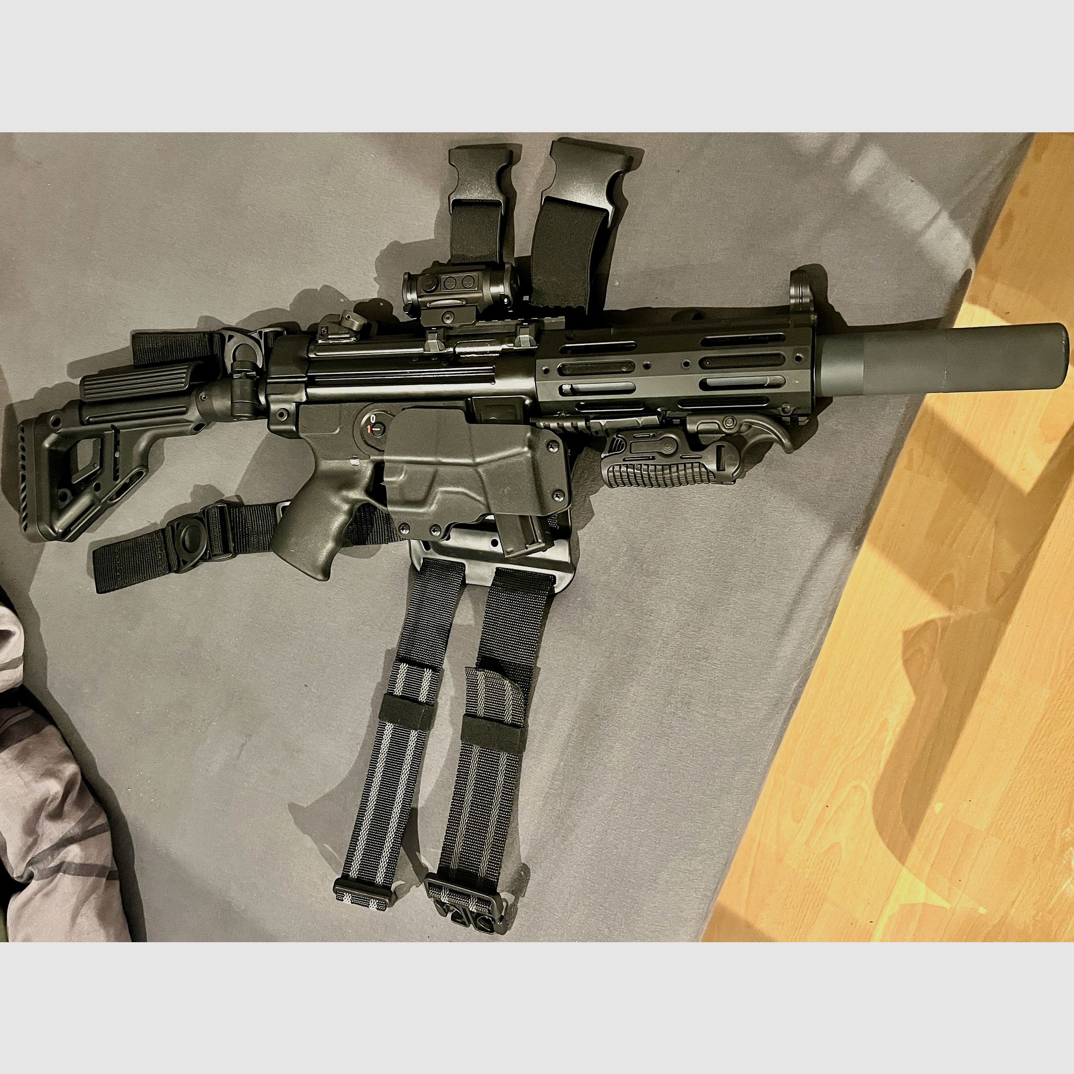 Zeldzaam MP5 beenholster – MP5 / MP5K / MKE T94 / SP5 / SP5K / SP89 – Kydex Nylon Tactisch