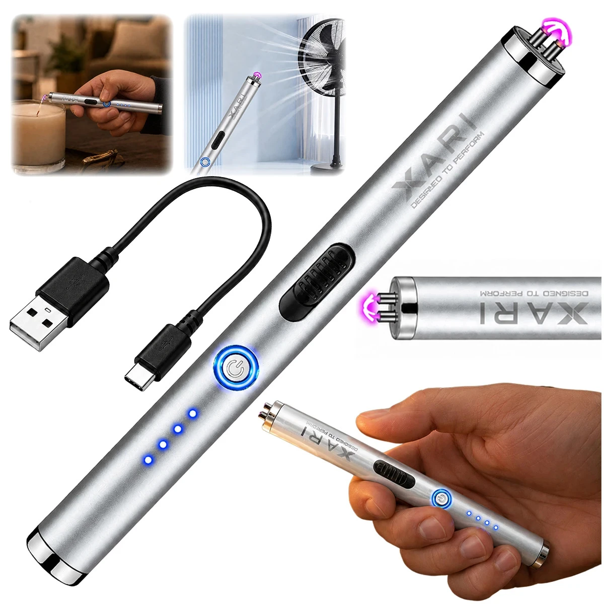 Double-arc plasma lighter – XARI ZP80 silver