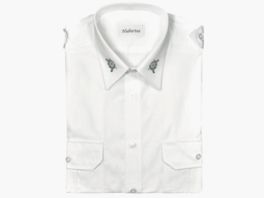 Protective shirt/pilot shirt with - collar embroidery, long sleeve