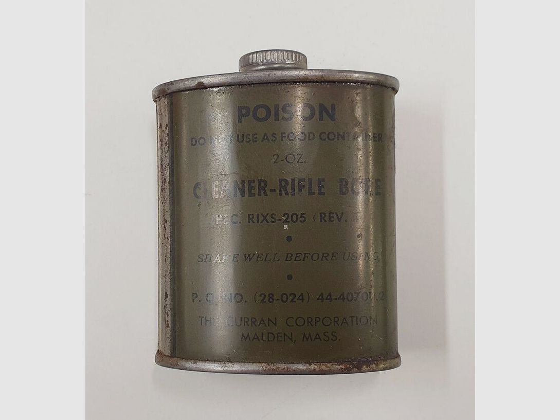 orginal Vintage U.S. Military Rifle Bore Cleaner RIXS-205 Can Blechdose Fläschchen 2oz / 60ml USA