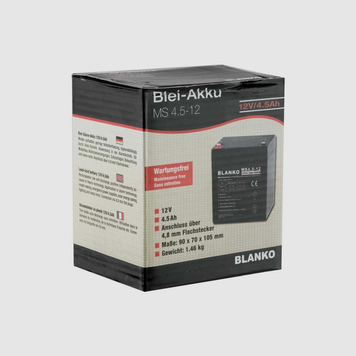 Wiederaufladbare Batterie MS4,5-12 12 Volt für Futterautomaten - Batterie MS4 12 Volt - 4,5 Ah, Bild 2 von 2
