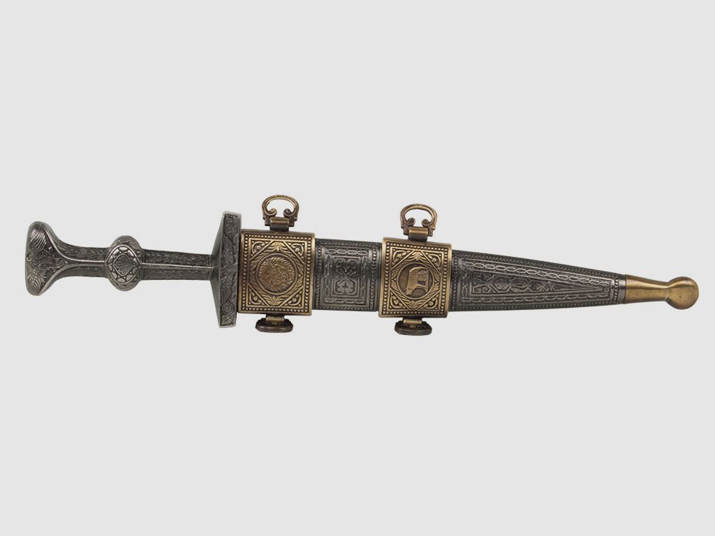 Deko RĂ¶mischer Dolch der Julius-CĂ¤sar-Zeit 1. Jahrhundert v. Chr. GesamtlĂ¤nge 40 cm