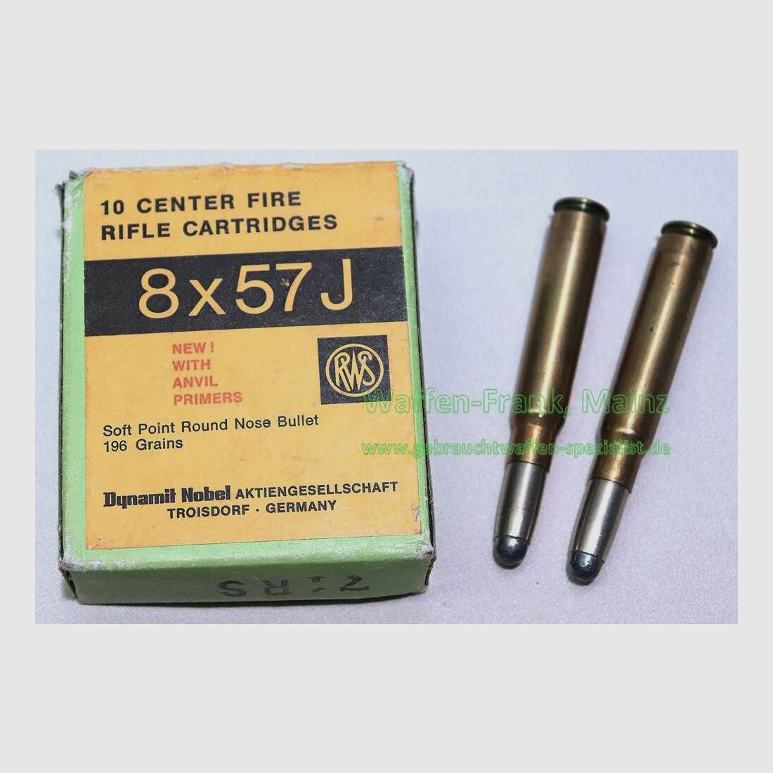 RWS (WZd.Fa.Rottweil) Büchsenpatronen 8x57J 12,7 g TMR