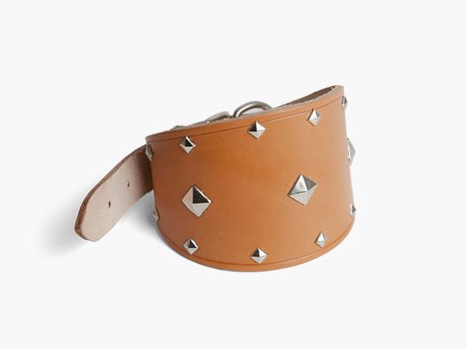 COLLAR EN PIEL VAQUETILLA CON ADORNOS PARA GALGO