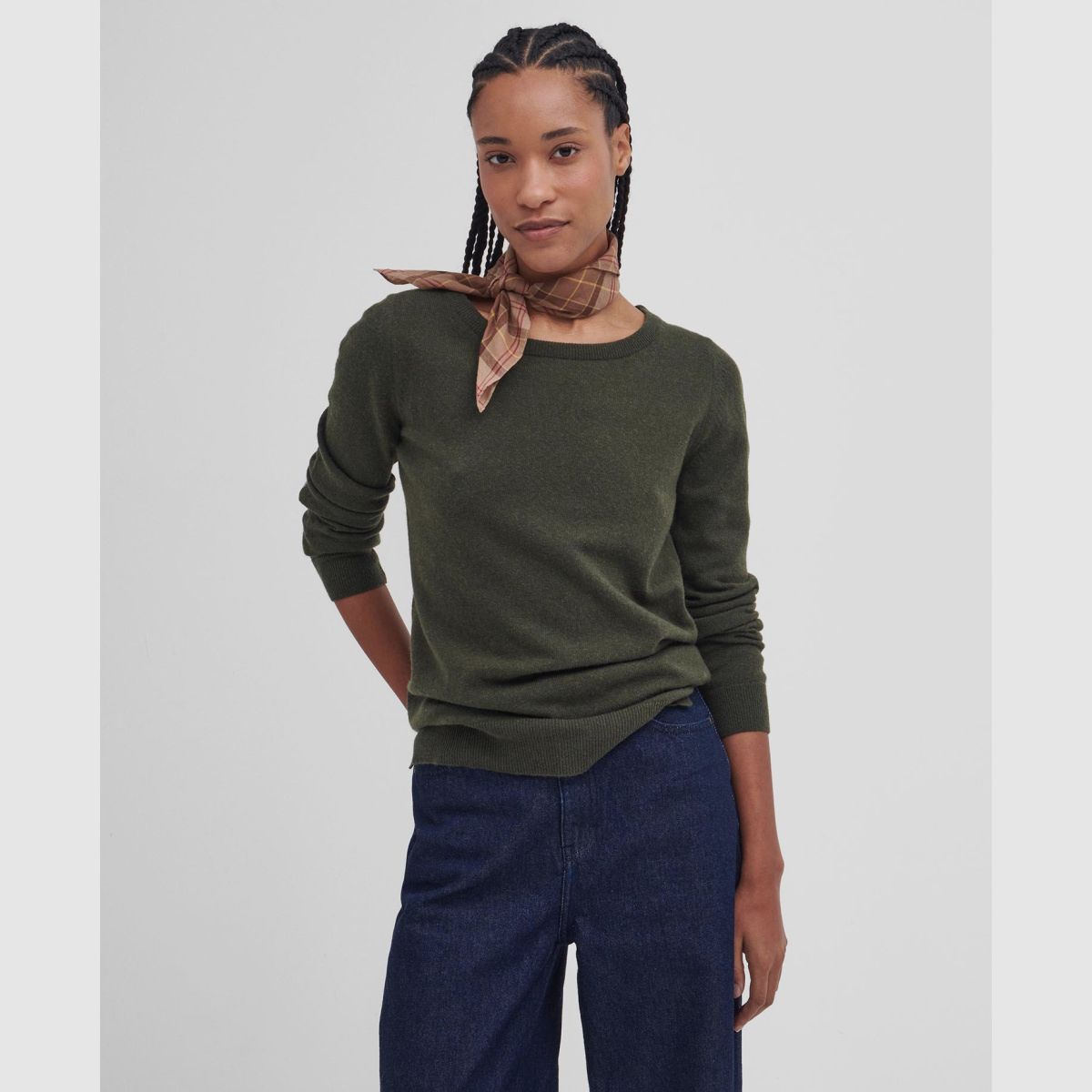 BARBOUR Sweter Okrągły Pendle Olive
