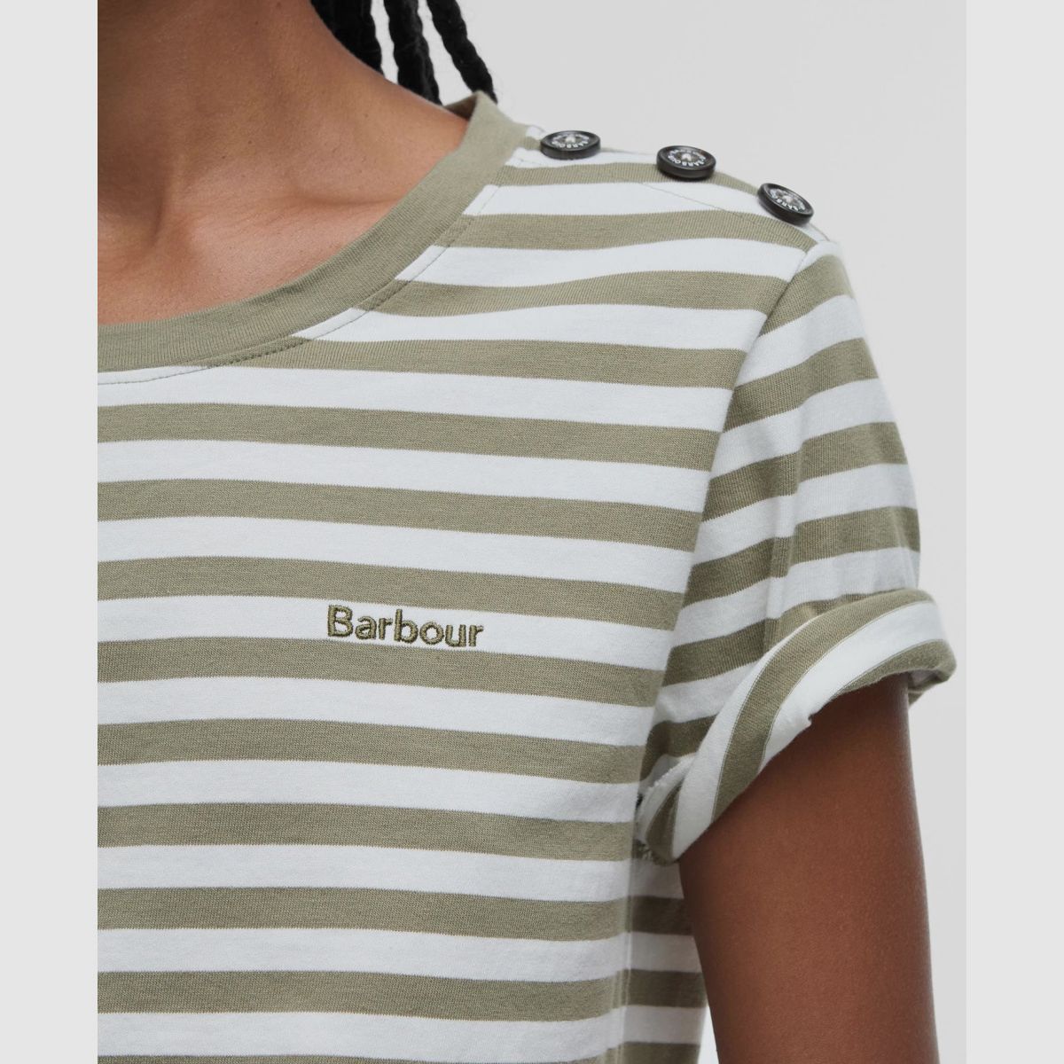BARBOUR T-Shirt Ferryside Striped Dusky Green