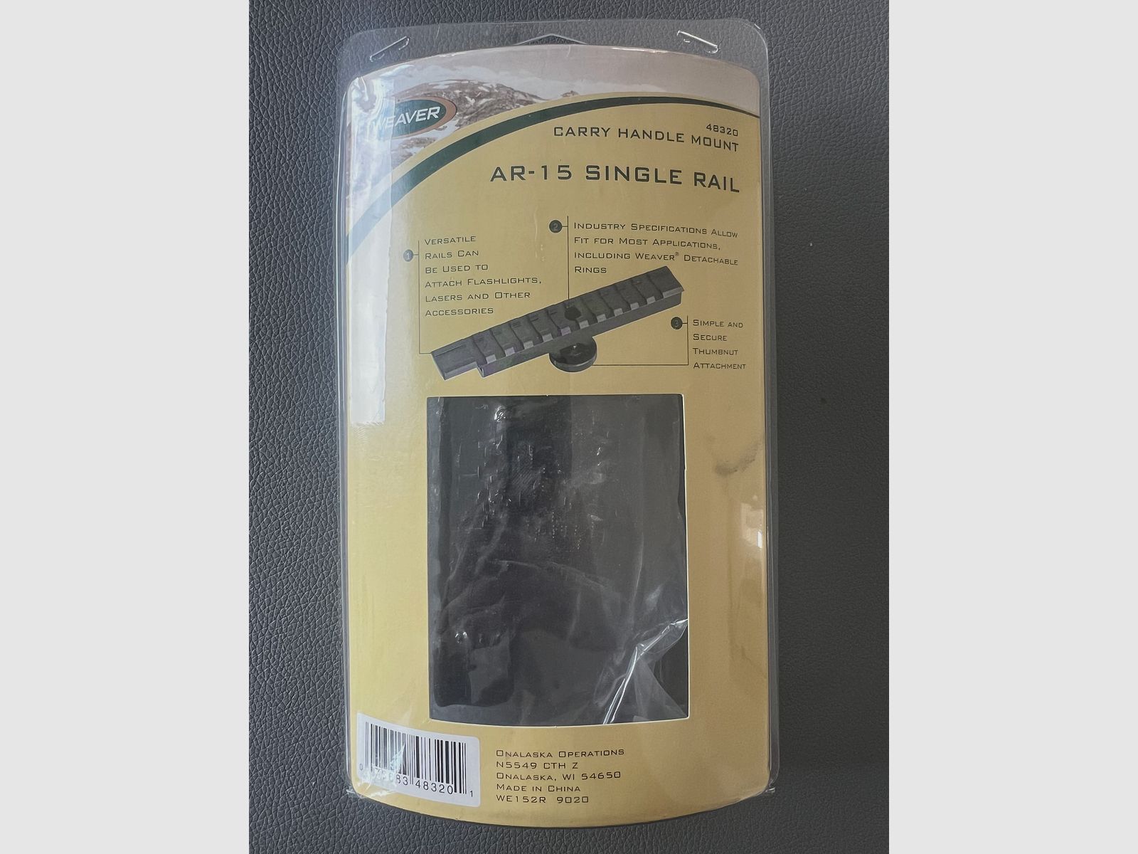 Weaver AR-15 Single Rail Carry Handle Mount (48320), new in original packaging.
