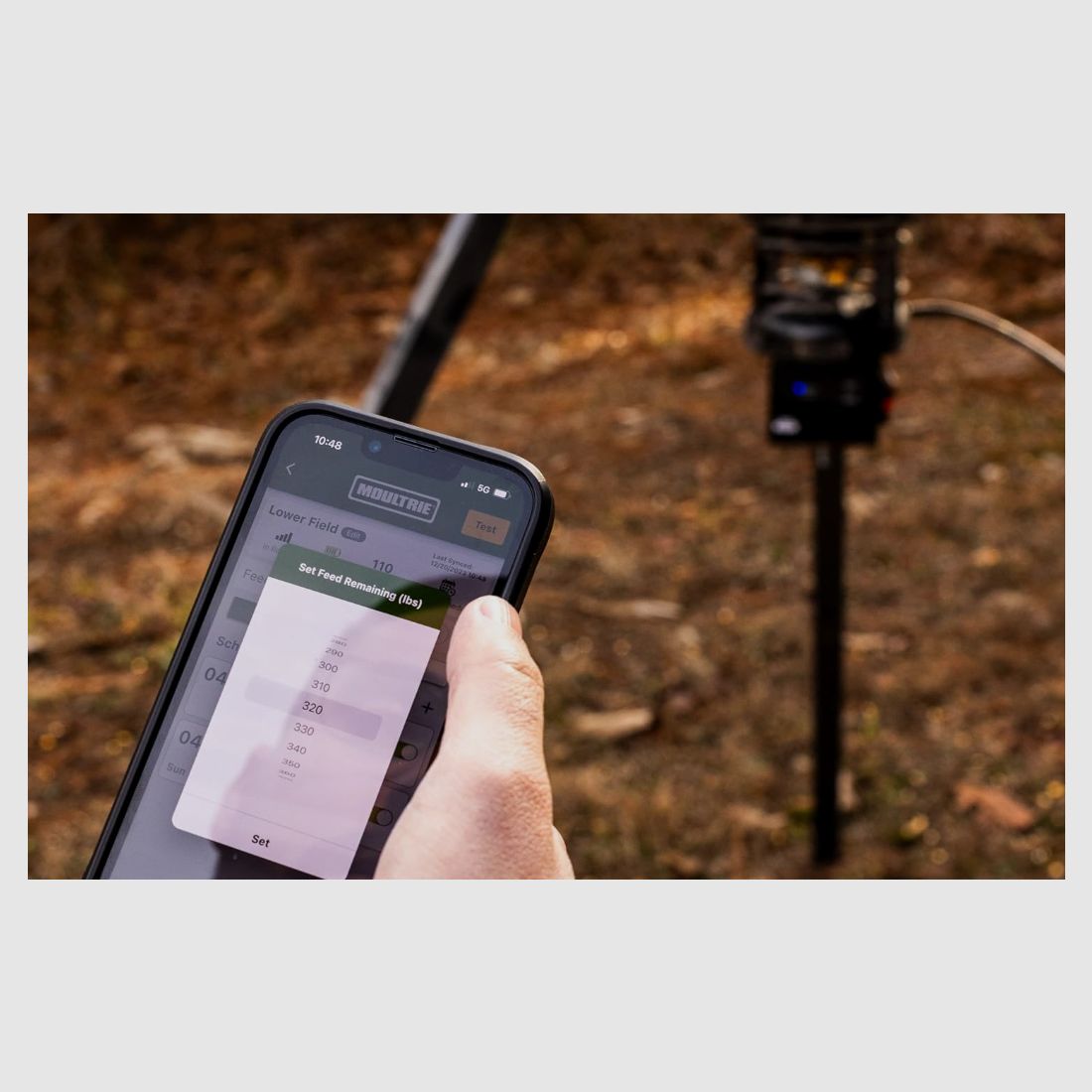 Moultrie distributeur automatique de nourriture Pro Hunter Feeder II avec Bluetooth, jusqu’à 10 horaires de nourrissage réglables par jour, image 5 sur 7