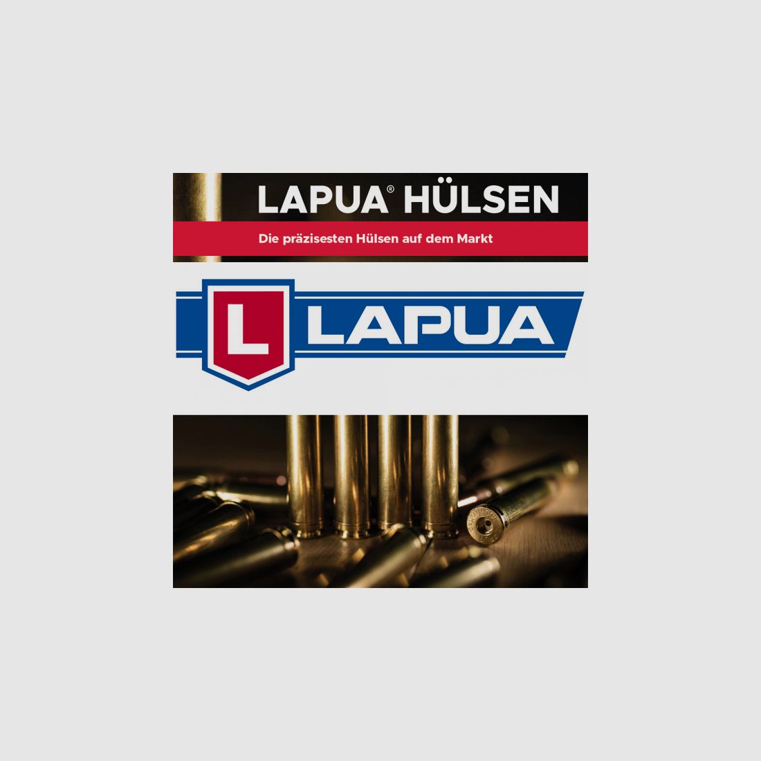 100 Stück LAPUA Hülsen .308 Win.(7,62x51mm) Boxerzündung #4PH7217C inkl. praktischem Papierladebrett