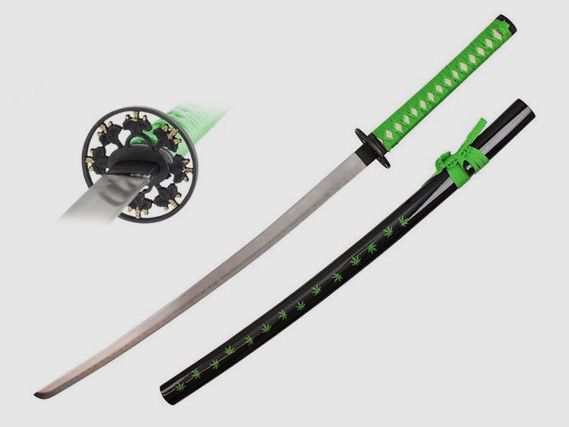 Katana Marihuana z kolorowym motywem marihuany