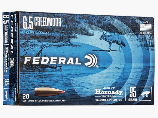 Federal Varmint & Predator 6,5mm Creedmoor 95GR Hornady V-Max 20 cartuchos