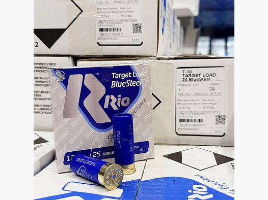 RIO Target Blue Steel 24g 12/70 2,5mm | Trap Pallini in Acciaio Sportivi - 85,00 € per 250 Colpi - TRAP ACCIAIO