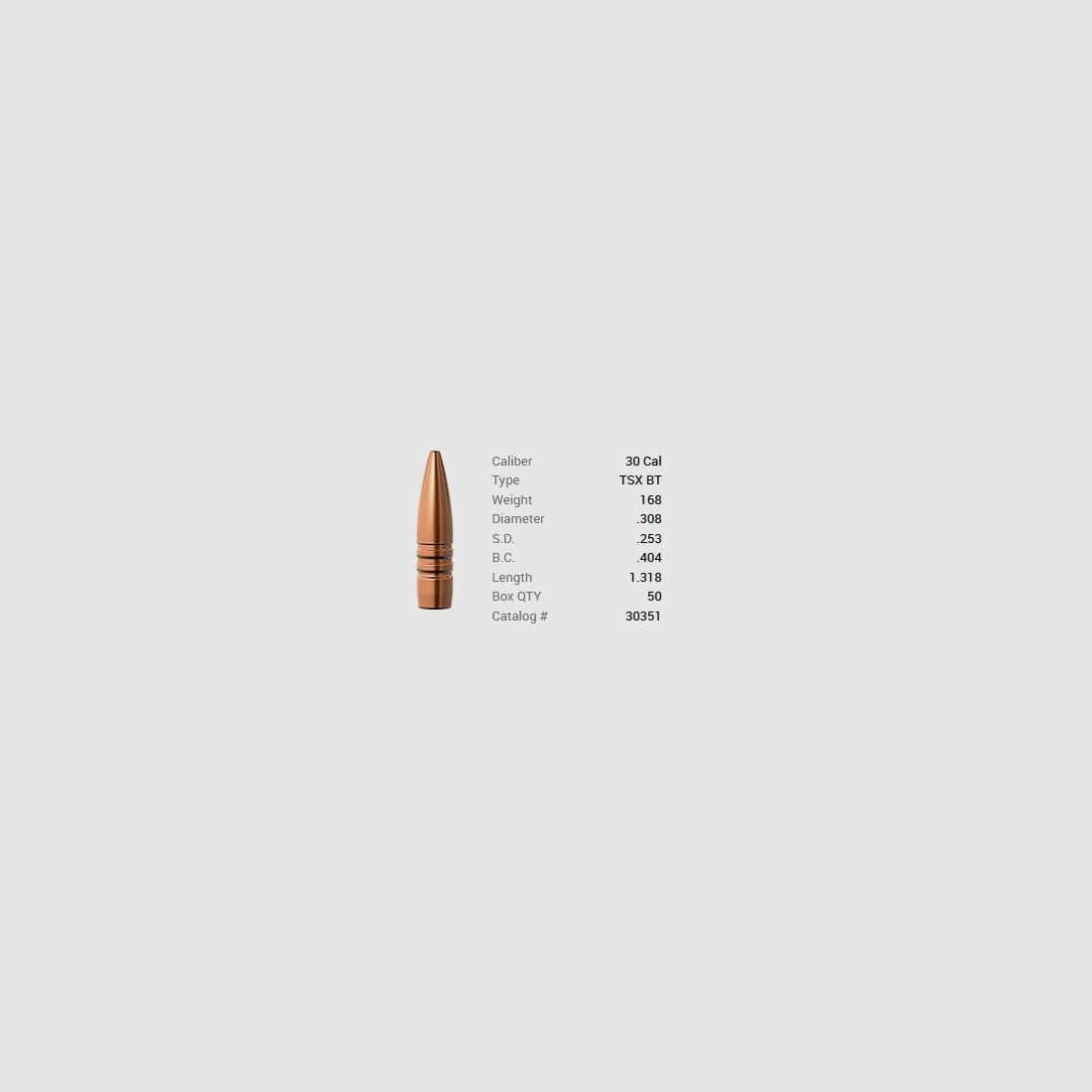 Barnes Geschoss .30/.308 168GR TSX BT 50 Stück, Bild 1 von 2