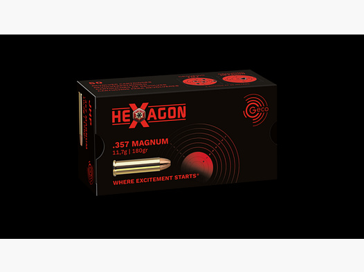 GECO .357Mag HEXAGON JHP Hohlspitz SX Präzisionsmunition 180gr. 50 Patronen